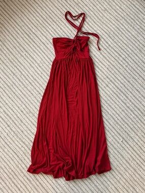 American Eagle Outfitters keyhole Red Maxi Dress with Halter Tie